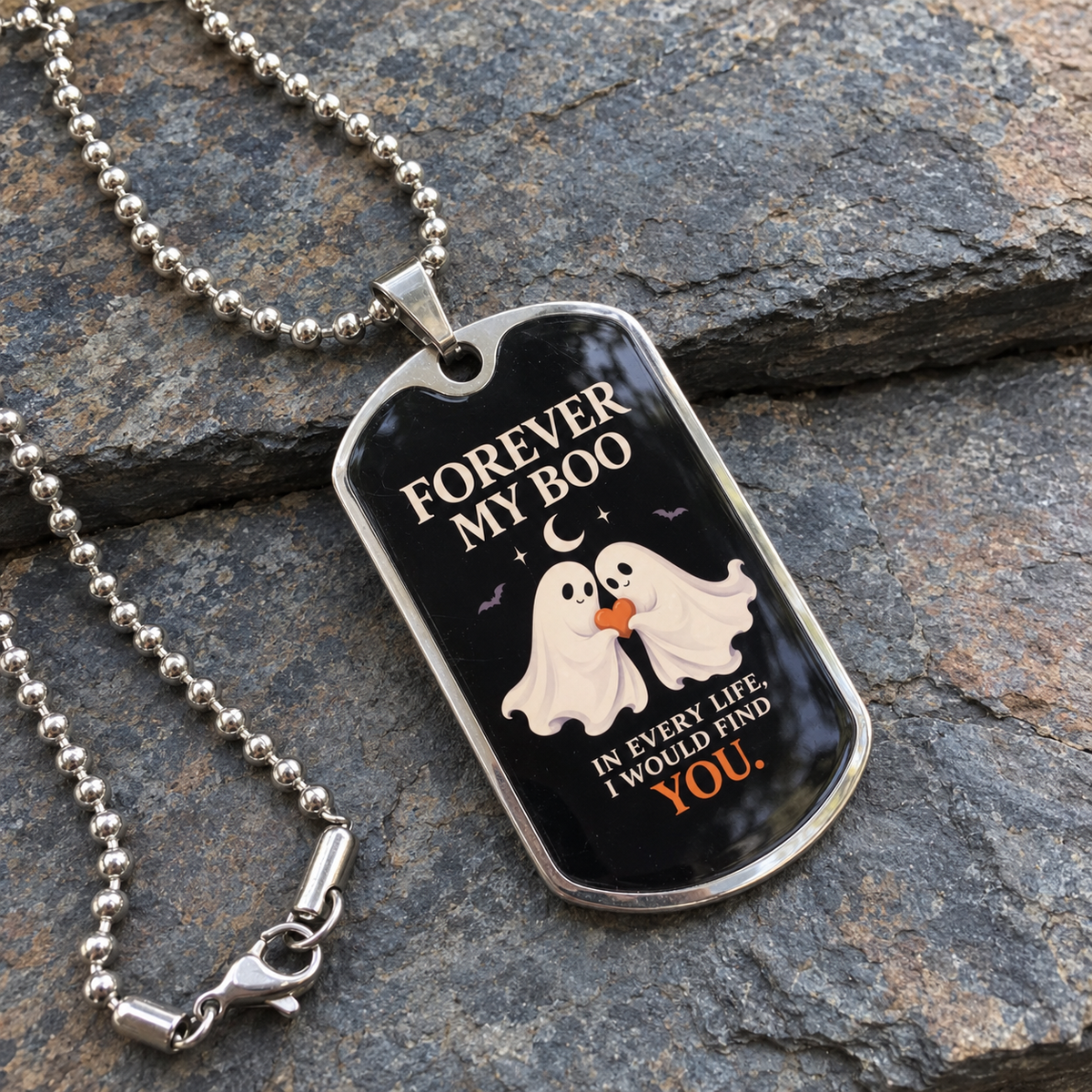 Forever My Boo — Ghost Couple Dog Tag Necklace