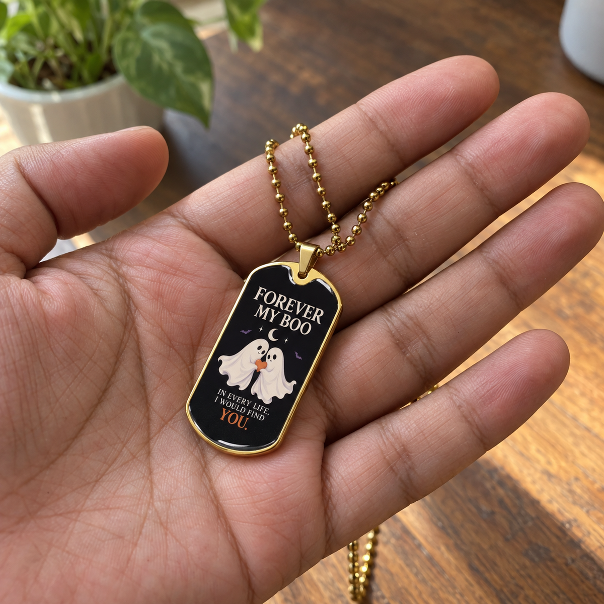 Forever My Boo — Ghost Couple Dog Tag Necklace